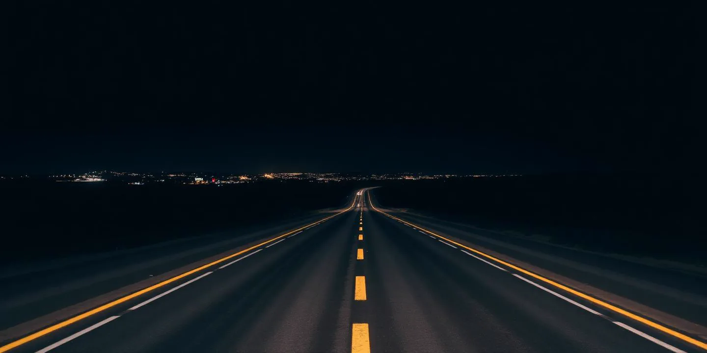Empty highway at night
