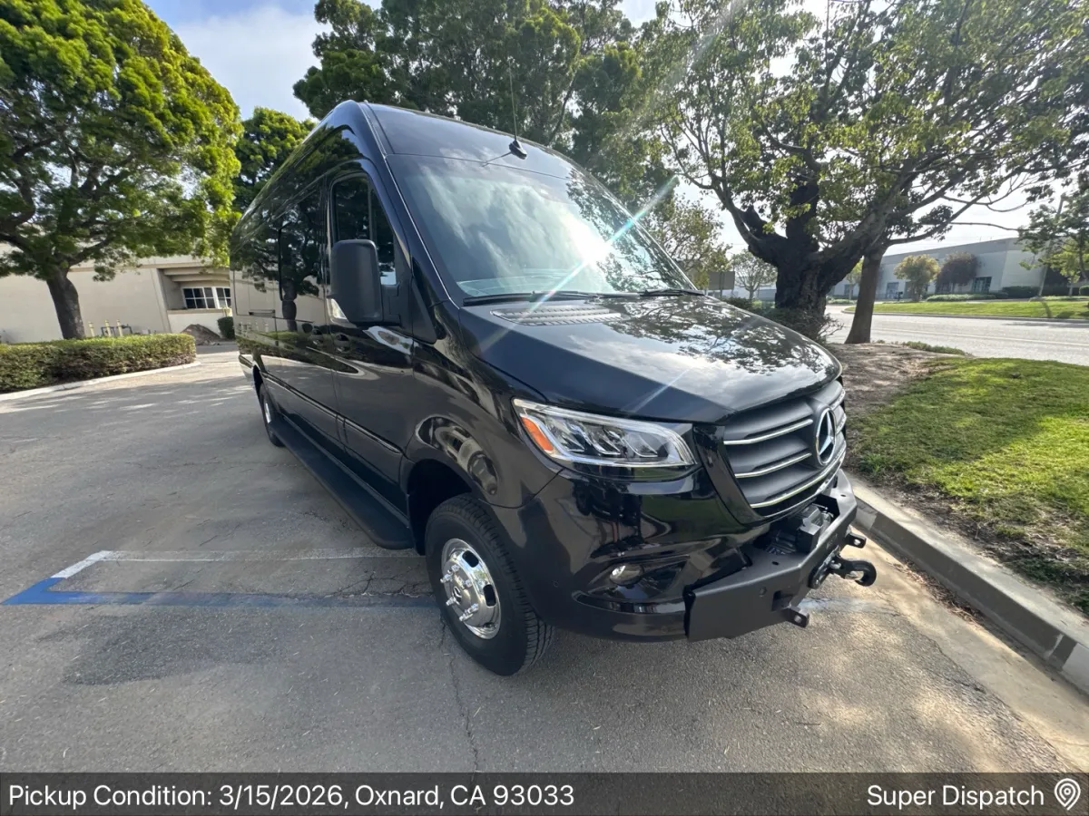 Black Mercedes Sprinter van at pickup condition inspection in Oxnard, CA